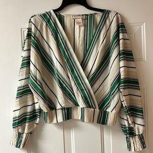 Flying Tomato Striped Wrap Blouse